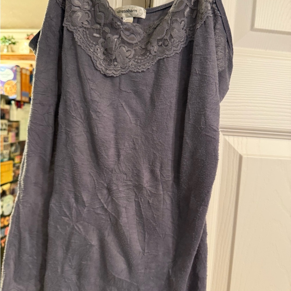 Dressbarn Lavender Lace Detail Top
